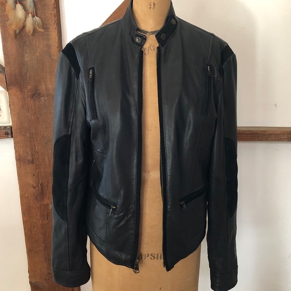 AX Armani Soft Leather Moto Cafe Jacket sz Small - Picture 6 of 13